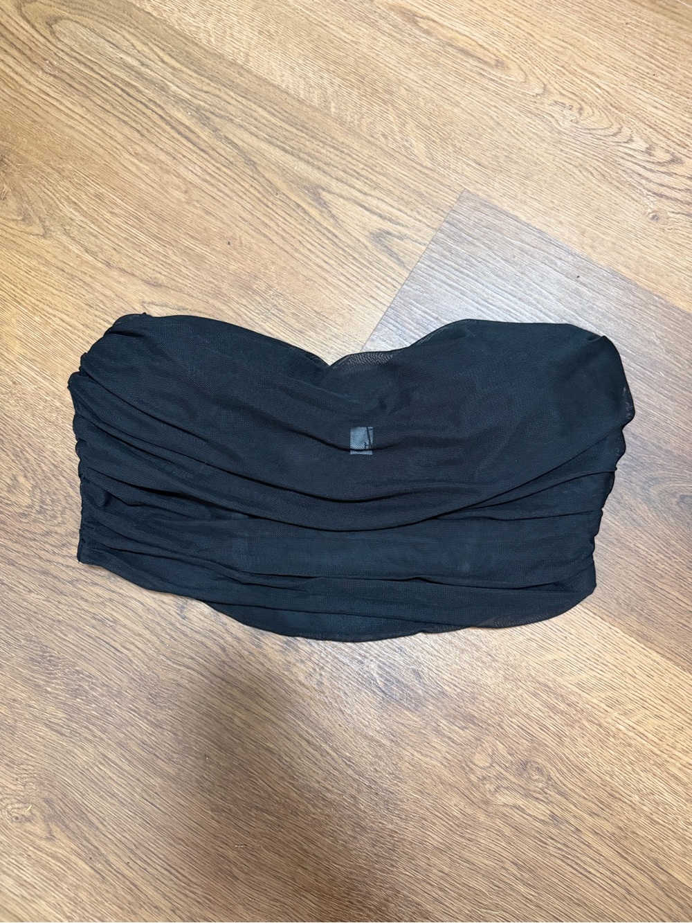 Hello Molly Strapless Black Ruched Bandeau Dress Top with Boning